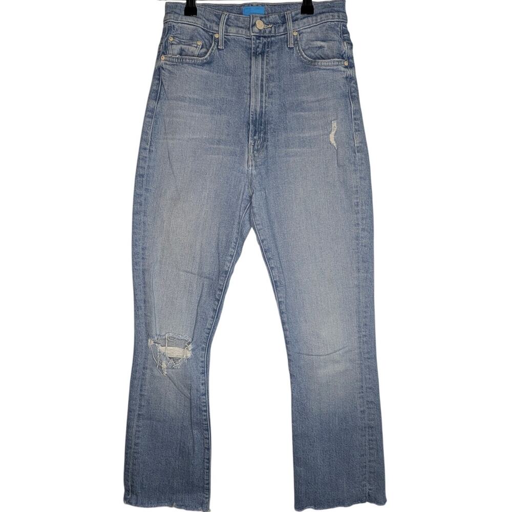 MOTHER The Tippy Top Insider Ankle Fray Jeans 27 Sippin Sweet Tea Blue Flare